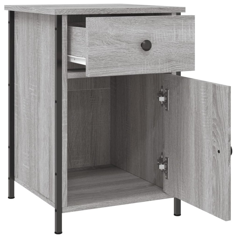 Maybritt 40cm W Iron Bedside Table, Set of 2, Grey Sonoma