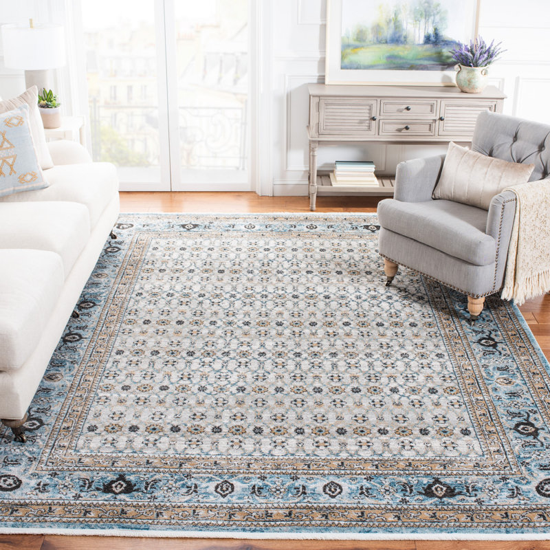 Tapis oriental gris / bleu Agostino, Rectangle 8 pi x 10 pi