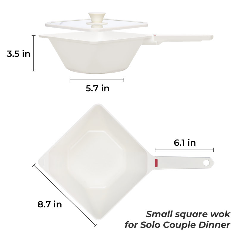 Casserole en céramique antiadhésive de 3,2 pte avec couvercle, compatible avec toutes les cuisinières, PFOA PFAS et PTFE FreeSauce
