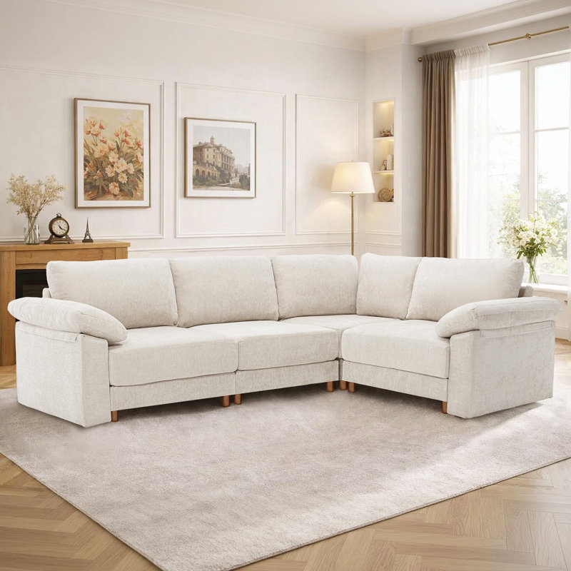 Canapé modulaire moderne pour le salon, Chenille beige
