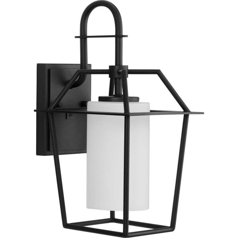 Lanterne murale d'extérieur en verre opale gravée 1 lumière New Traditional, H 14,87 po x l 7,50 po x P 8,62 po