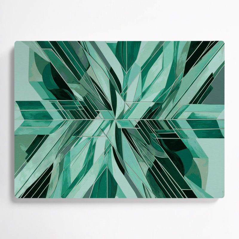 «Geometric Abstraction 25», art mural en métal vert, H 11 po x l 14 po