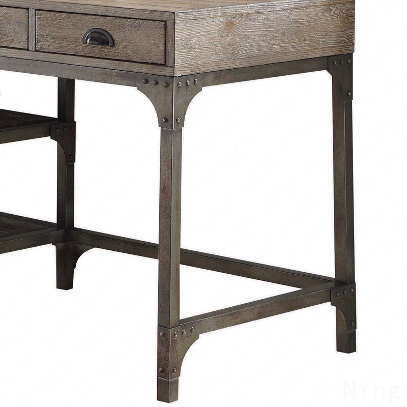 Bureau Seybert en chêne vieilli et argent antique 92325