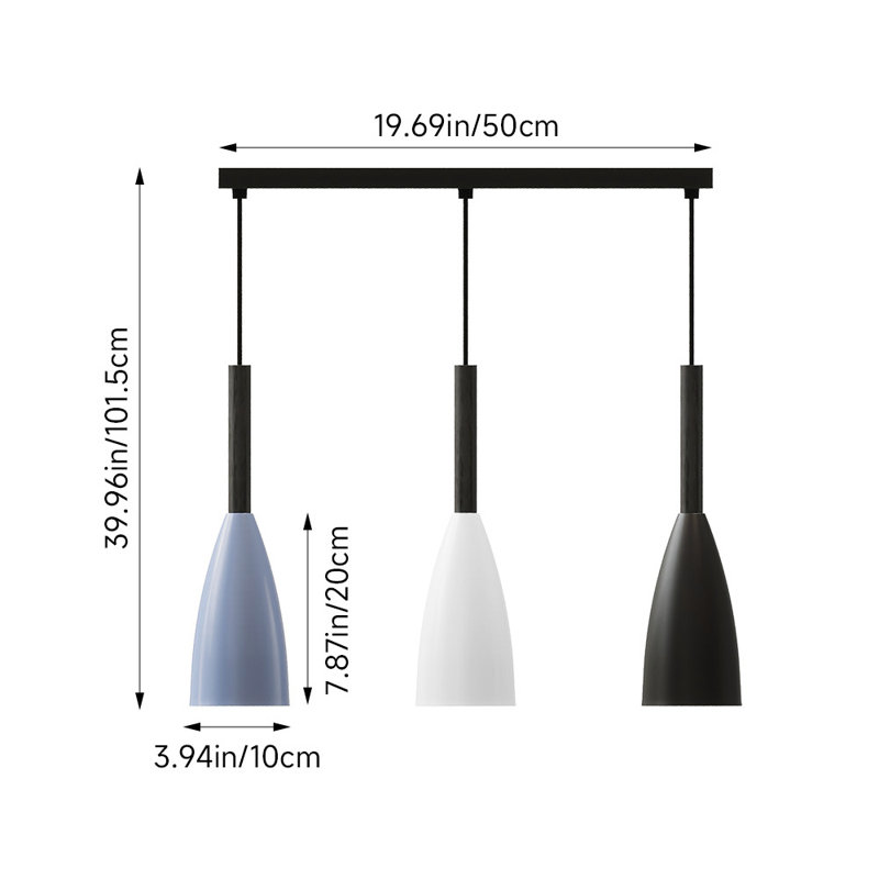 3 - Light White；black；blue Dome Pendant