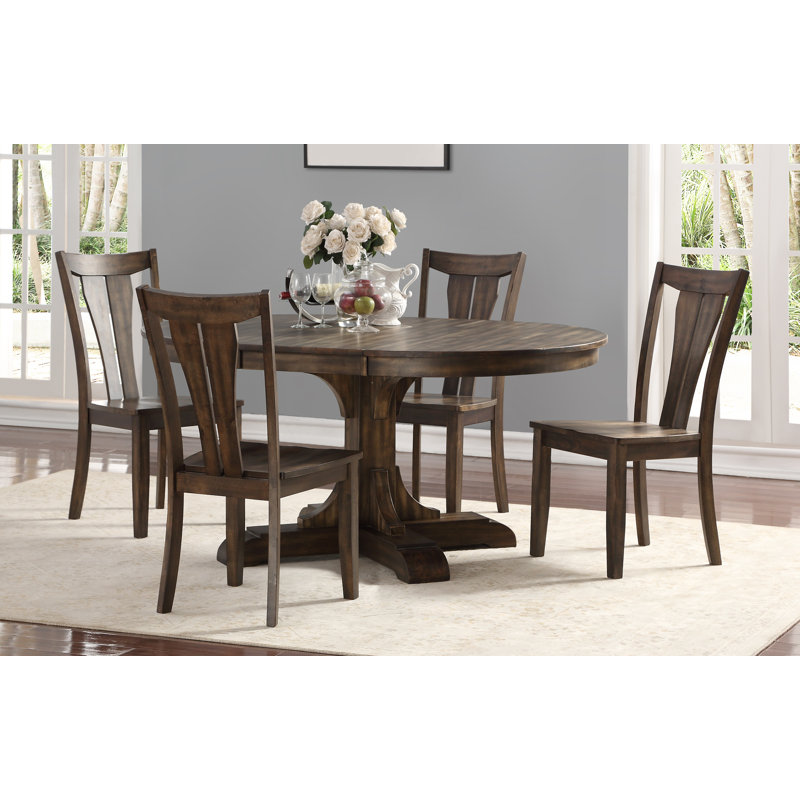 Jayrin Extendable Oval Solid Wood Dining Table