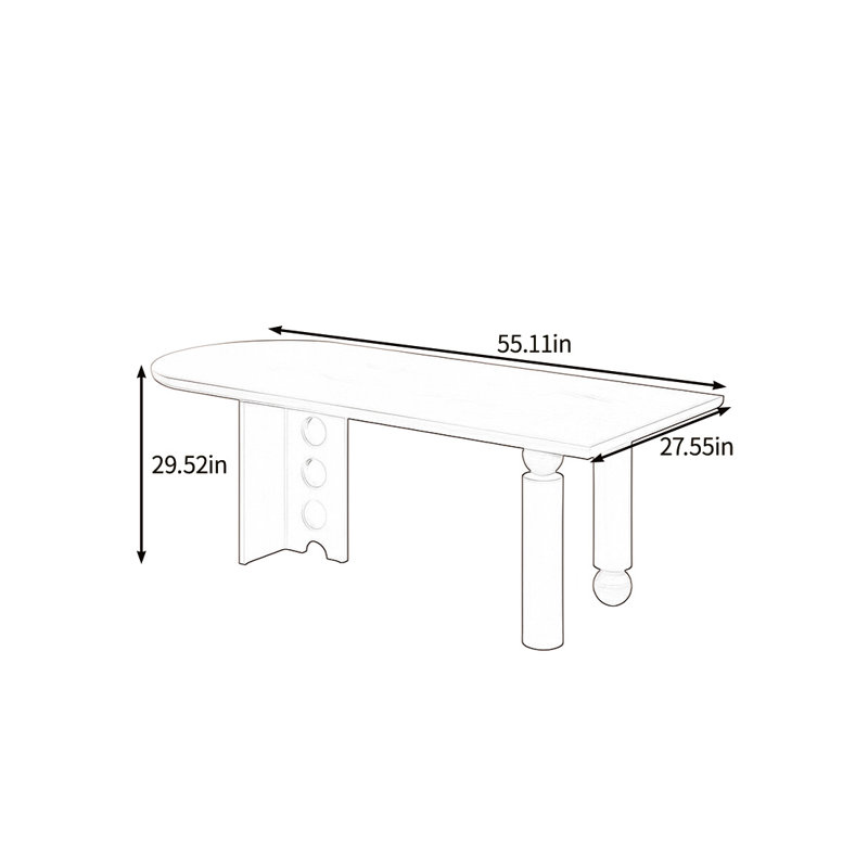Creative solid wood dining table, 29.52"H x 55.11"L x 27.55"W