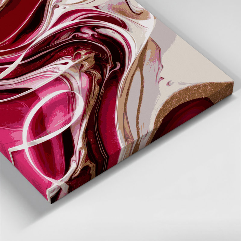 Abstrait art fluide sur toile rouge 24, H 12 po x l 12 po