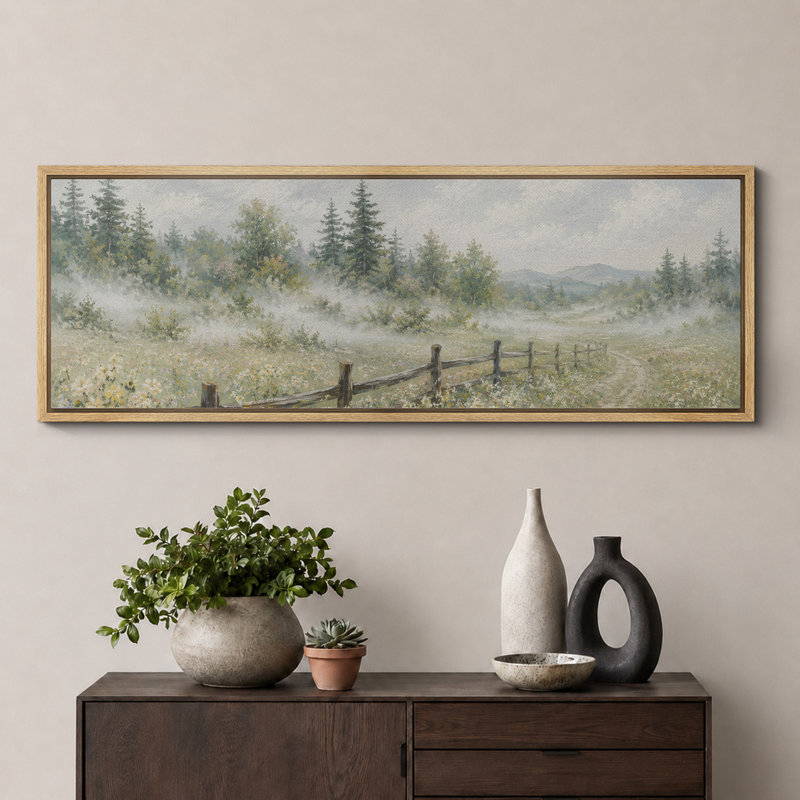 Misty Meadow Fence, 20" H x 60" W x 1.5" D, Natural Frame