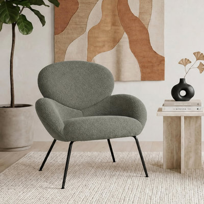 Chaise d'appoint moderne, fauteuil rembourré avec pieds en métal noir pour le salon, la chambre à coucher et la lecture