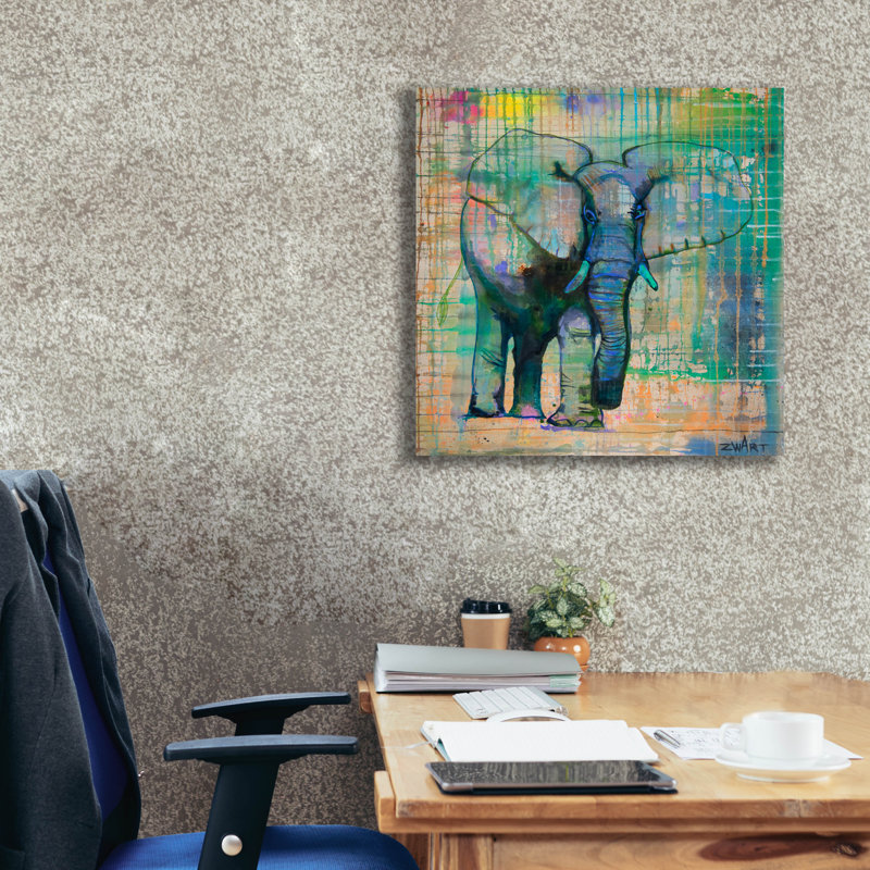 «Elephant In Charge» par Zwart, H 26 po x l 26 po x P 1,5 po