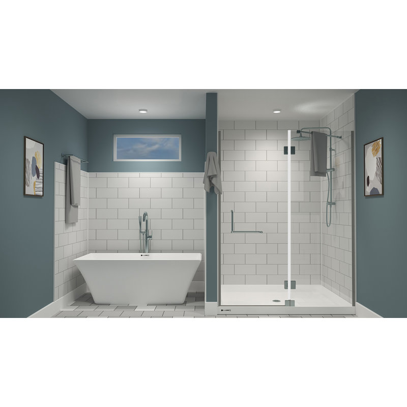 Ensemble de bordure de douche en polyester 6 x 12 Subway Tile 3 murs jusqu'à 48 x 48 x 48 x 96