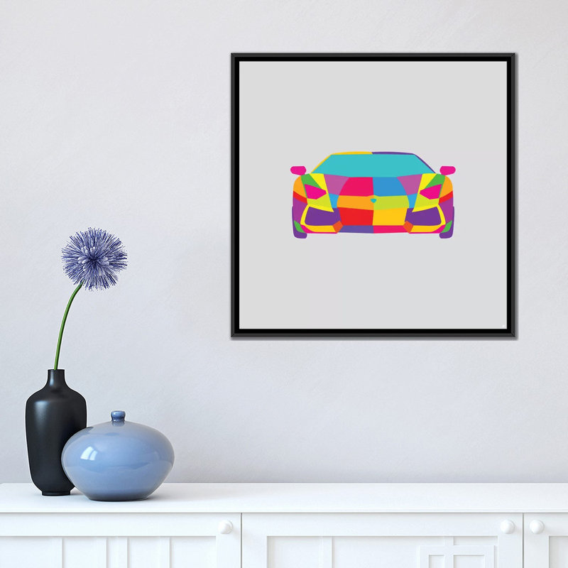 «Lambo» par Yoni Alter, impression sur toile, H 18 po x l 18 po x 1,5 po, Toile avec cadre noir, Pas de tapis