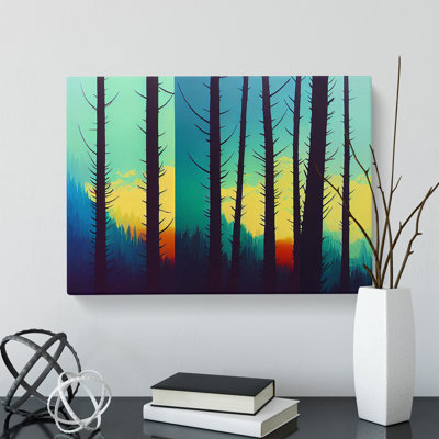 Pine Tree Forest In Abstract Vol.2 - Wrapped Canvas