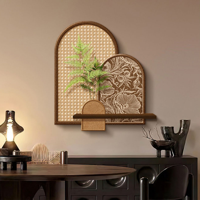 Modern Manufactured Wood Sandstone Wall art, 23.62" H x 21.65" W x 9.84" D