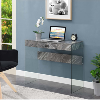 Allegonda Glass Frame Writing Desk with 1 Drawer
