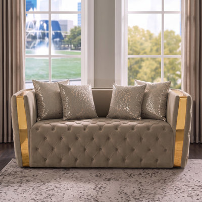 Doruk Velvet Button Tufted Loveseat