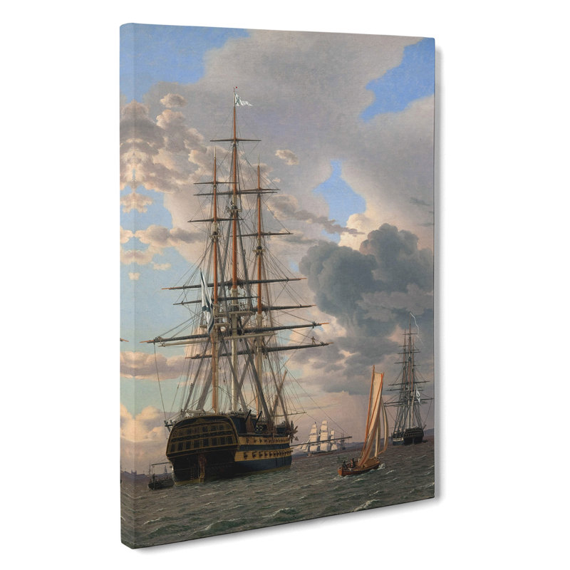 Russian Ship Of The Line by Christoffer Wilhelm Eckersberg - Wrapped Canvas, 60cm H x 40cm W x 3cm D