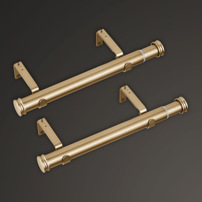 Kishor Side Mount 1 1/8 in Diameter Curtain Rod with Matching End Cap Finials and Steel Wall Mounted 12 in to 20 in Adjustable Rod