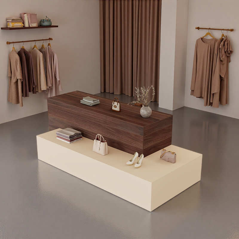 Table de présentation simple pour vêtements, Noyer foncé / blanc