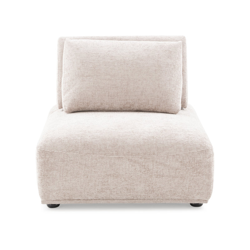 Aukeem 37'' Wide Extendable Armless Chair, Brown Chenille