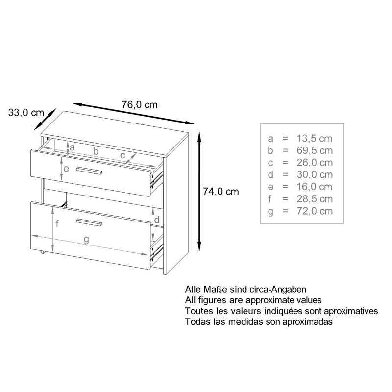 Mccallister 76cm W 3 - Drawer Chest of Drawers, Black/Concrete Oxide Optics