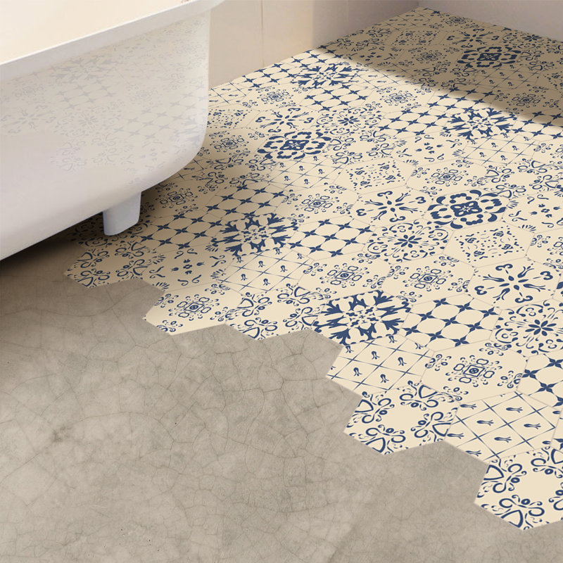 Décalcomanie de plancher hexagonale motif floral
