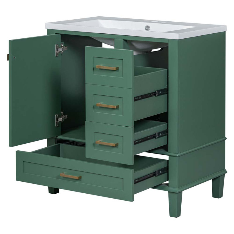 Ensemble de meuble-lavabo simple 18 po avec plateau élisajane, Vert