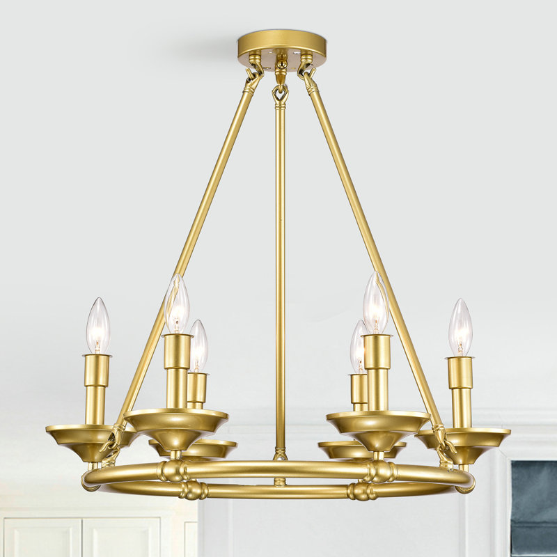 Lustre en roue de chariot à 6 lumières de style bougie Adrianah