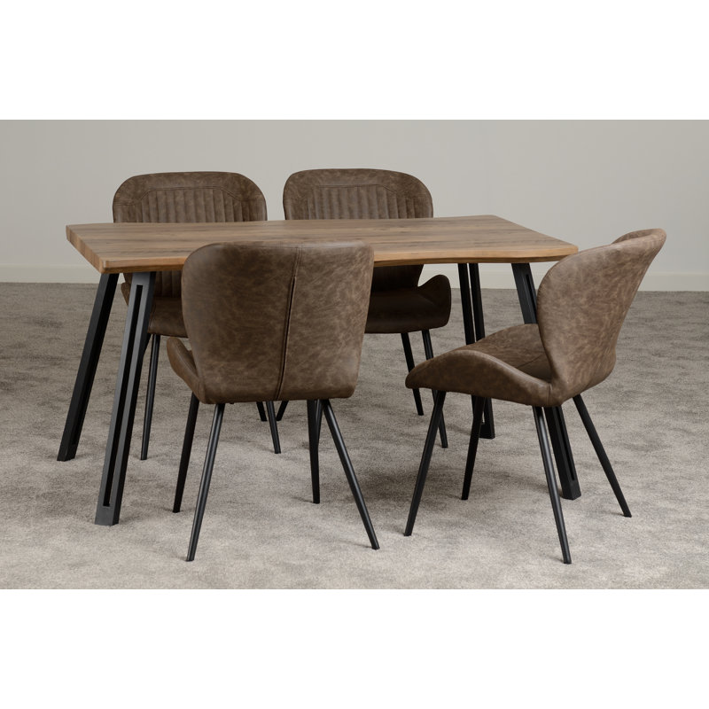 Douros 4 - Person Dining Set, Oak, Brown