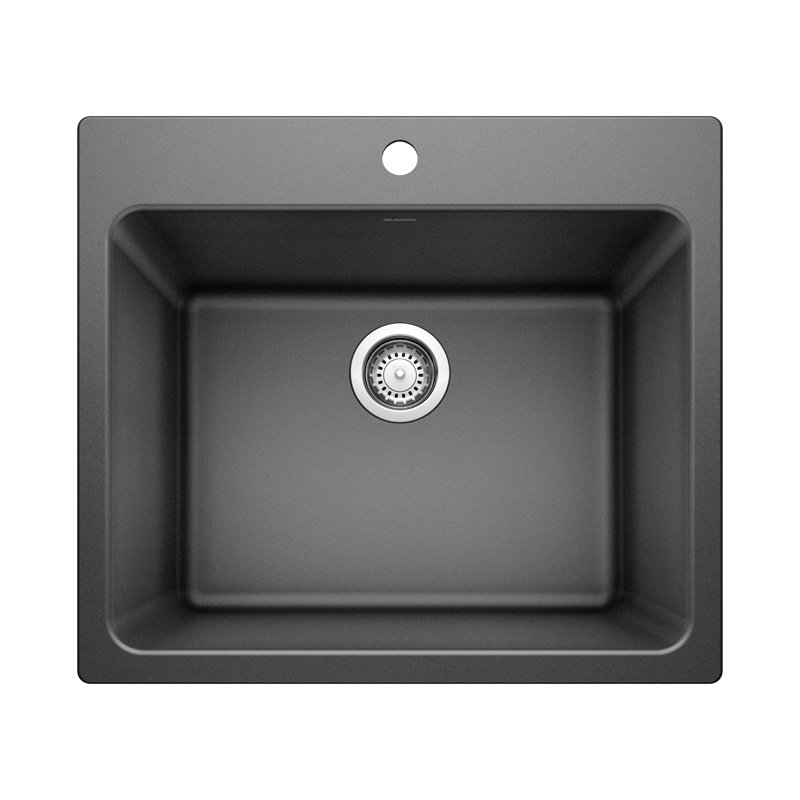 Liven SILGRANIT 25" Single Bowl Dual Mount Laundry Sink, Anthracite