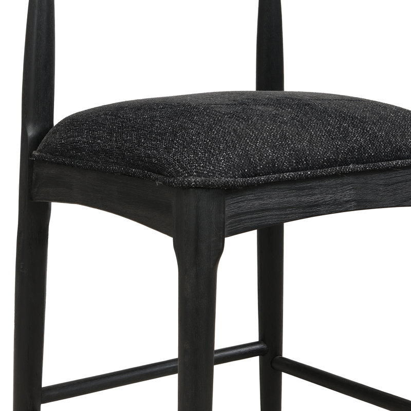 TABOURET DE COMPTOIR EN TISSU NOIR (ENSEMBLE DE 2), Siège noir / structure noire