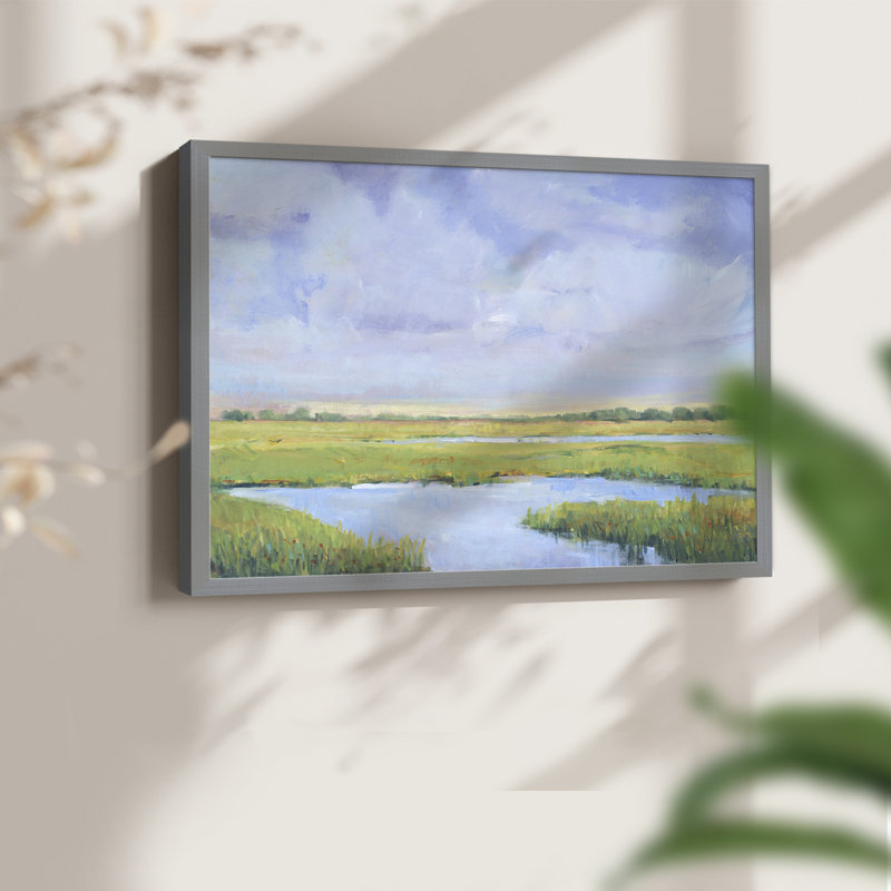 Summer Marsh I -Framed Print - Restickable, 22" H x 28" W, Gray