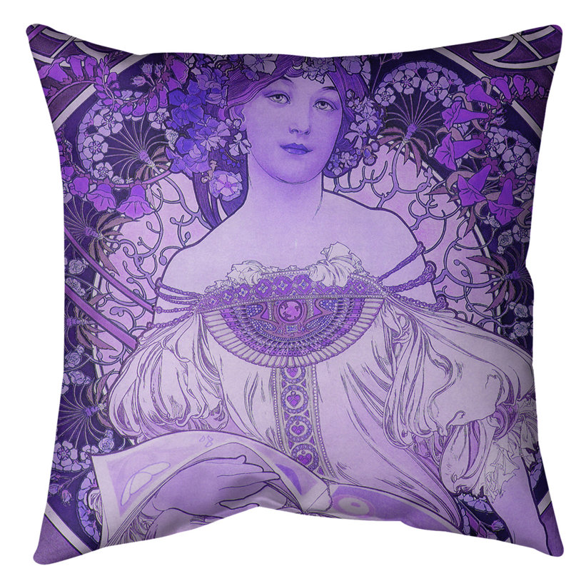 Coussin de lecture Alphonse Mucha Lady - Standard, 28 po x 28 po, Violet