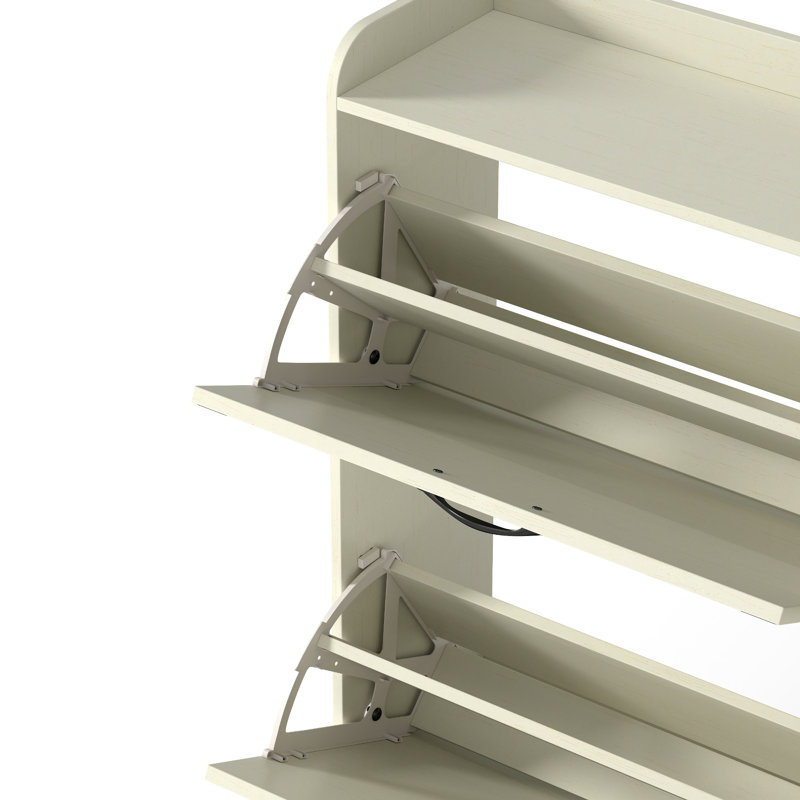 24 Pair Shoe Storage Cabinet With 4 Flip Drawers, Shoe Storage Organizer For Entryway Hallway