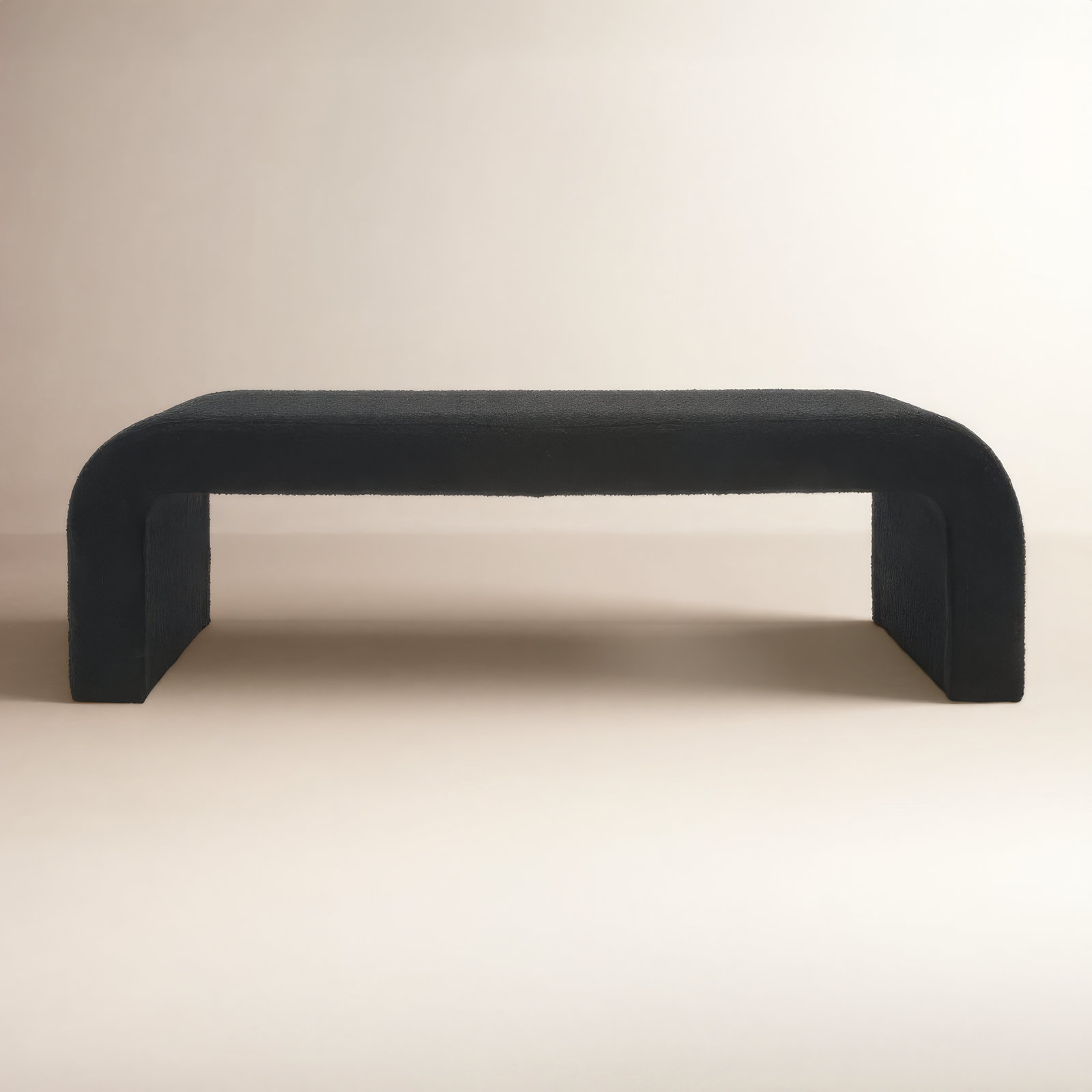 Daine 62.4" W Upholstered Bench, Black Boucle