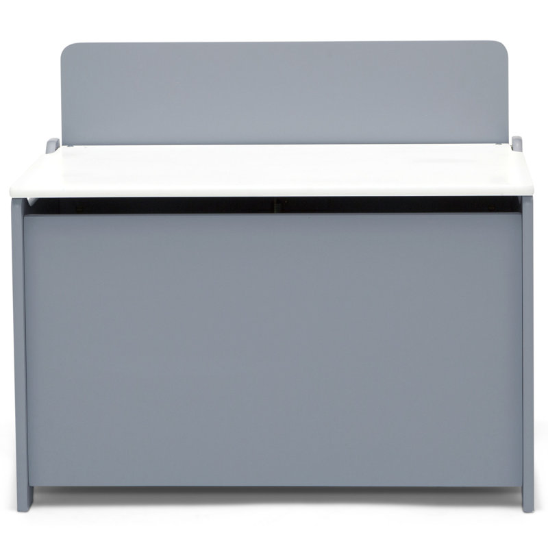 Grey and White Modern Toy Box with Safety Lid