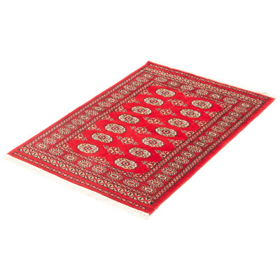 One-of-a-kind Hand-knotted Peshawar Bokhara Red 3'1" x 4'9" Wool Rug