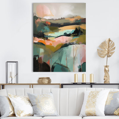 Vert et rose, réalité transcendante - peinture murale abstraite