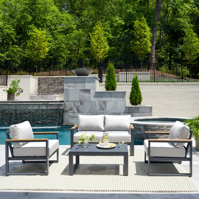 Deemer 4 Piece Sunbrella Outdoor Patio Seating Set - Canvas Charcoal