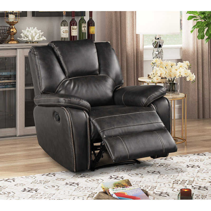 Gray Breathable Air Leather Manual Reclining Chair