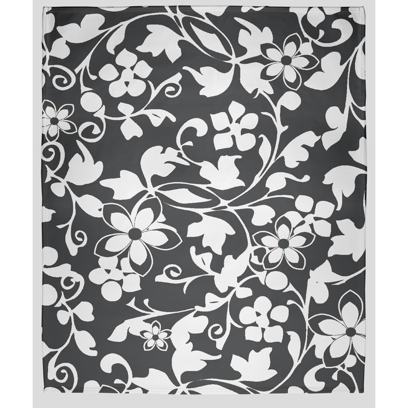 Jeté polaire floral, L 30 po x L 40 po, 1.75, Poivre