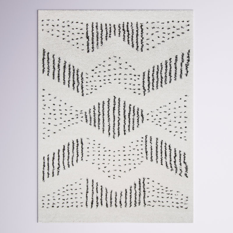 Hubbardston Abstract Polka Dots Shag Area Rug, Rectangle 5'3" x 7'