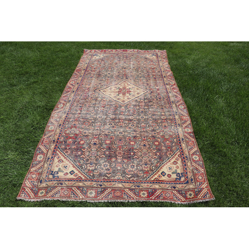 Tapis turc antique fait à la main avec des tons de rouge vif pour une belle décoration intérieure
