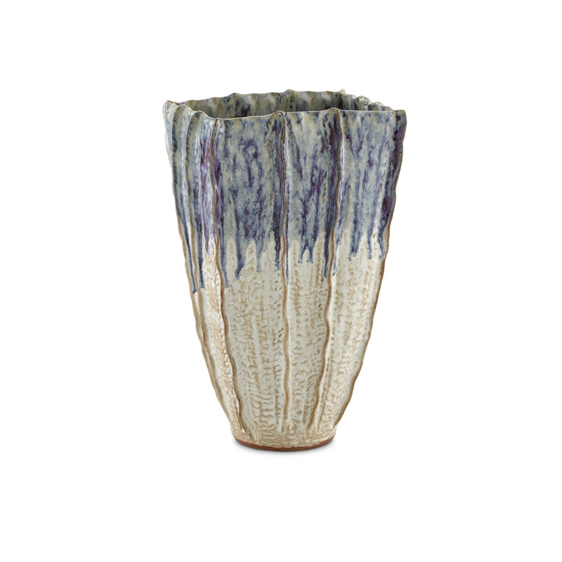 Sea Horizon Handmade Ceramic Table Vase, 20" H x 12.5" W x 9.5" D
