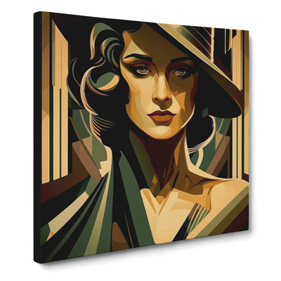 Art Deco Woman Expressionism - Wrapped Canvas