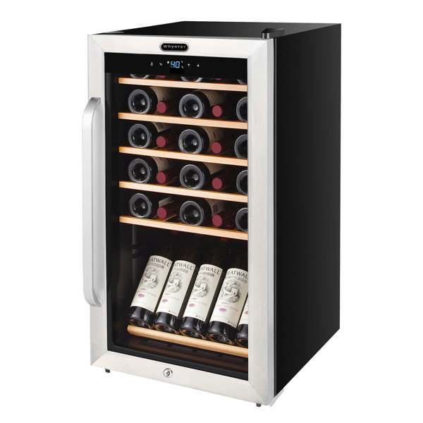 COSTWAY 20 Inch Wine Cooler, 33 Bottles Wine Refrigerator with 2-Layer  Tempered Glass Door & Dual Alarm Function, 41-64.5°F Temp Control, Built-In  or
