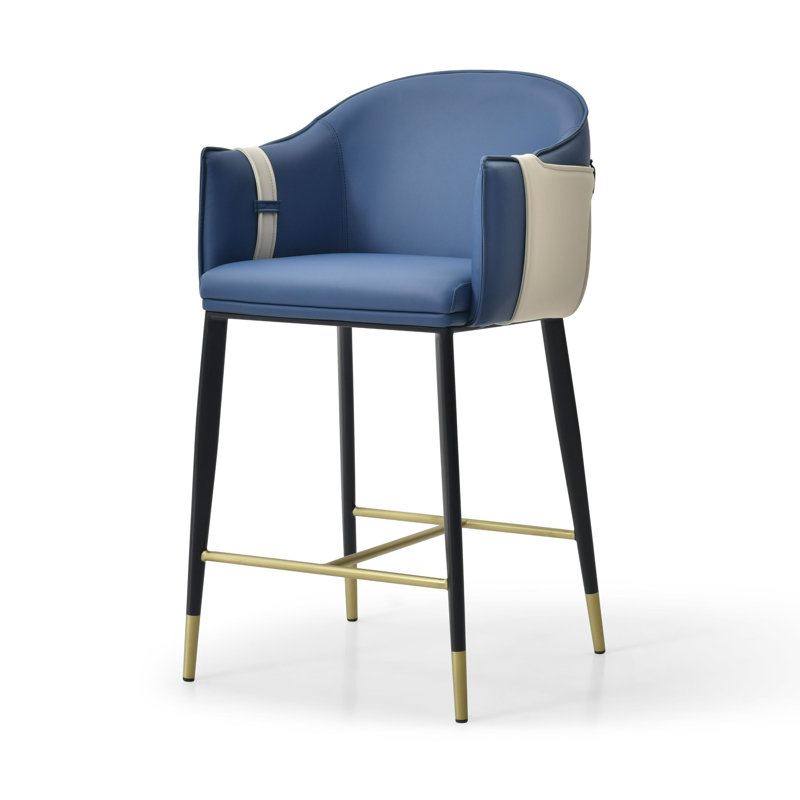 Tabouret de comptoir 26 po Karmann, Bleu / beige