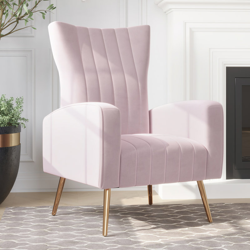 Loagen 26.97" W Tufted Velvet Armchair Upholstery, Pink