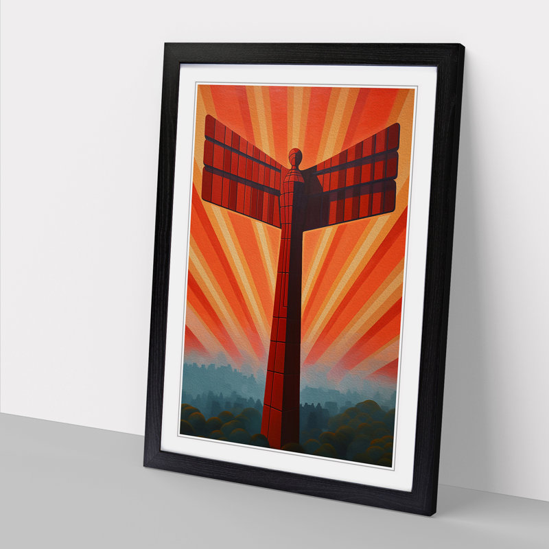 Angel Of The North Op No.2 - Single Picture Frame Print on Wood, Black Framed, 46cm H x 34cm W