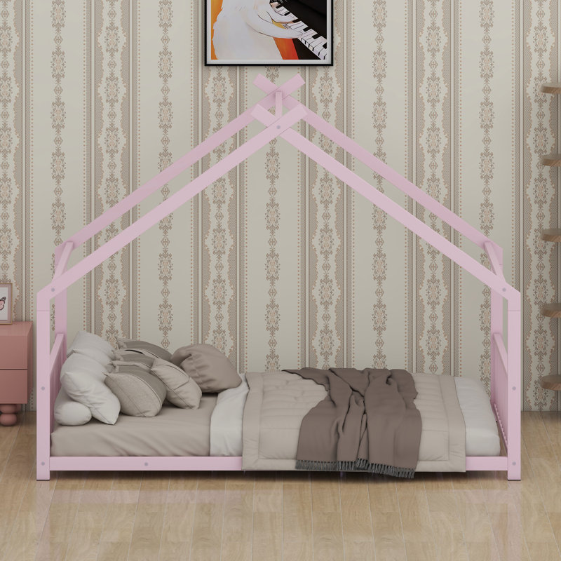 Structure de lit House en métal, Rose